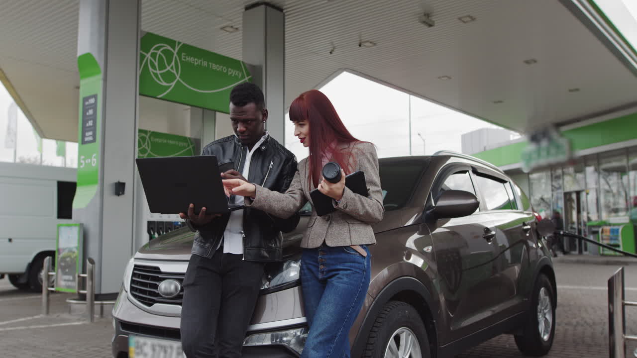 Business Meeting at a Gas Station
