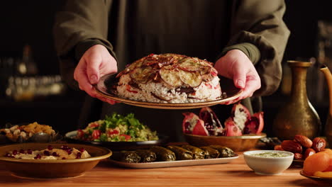 a plate of middle eastern/mediterranean food