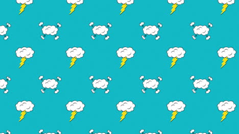 animation of multiple vintage comic cartoon cloud on green background