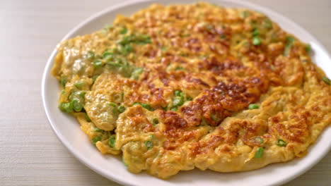 omelet with long beans or cow-pea - homemade food style