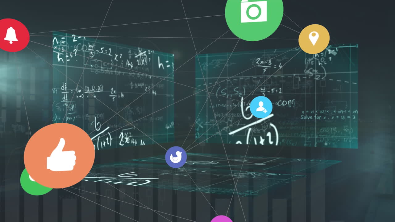 수학 방정식에 대한 연결 아이콘의 웹