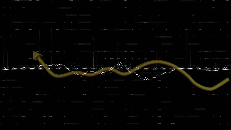 Animation of data processing over black background
