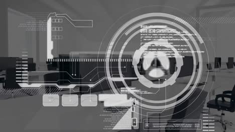 interfaz digital con procesamiento de datos contra la oficina vacía