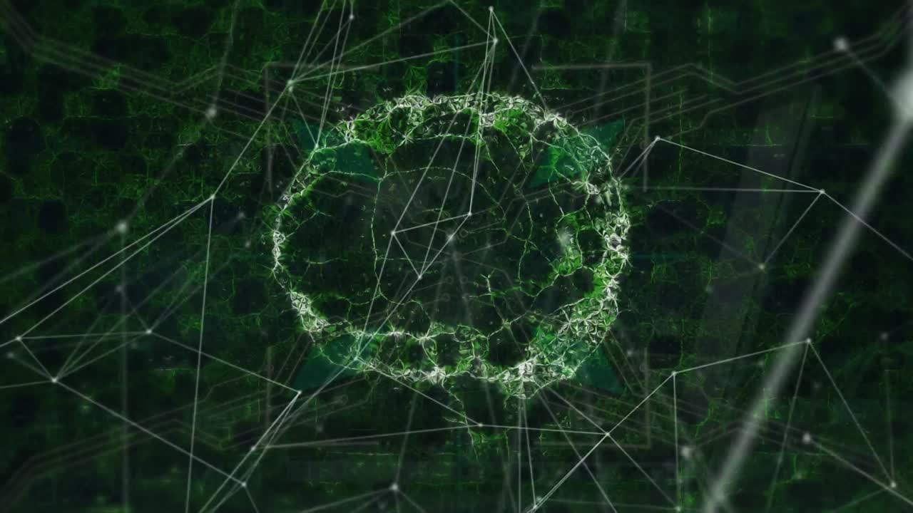animación del cerebro digital a través de una red de conexiones