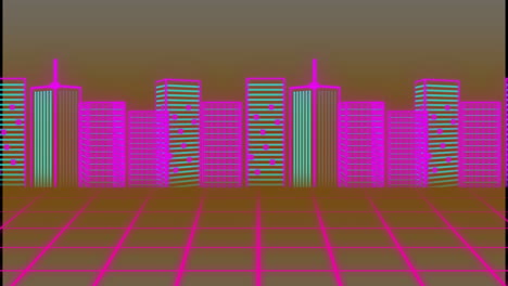 animación del paisaje urbano sobre el fondo del metaverso de la cuadrícula