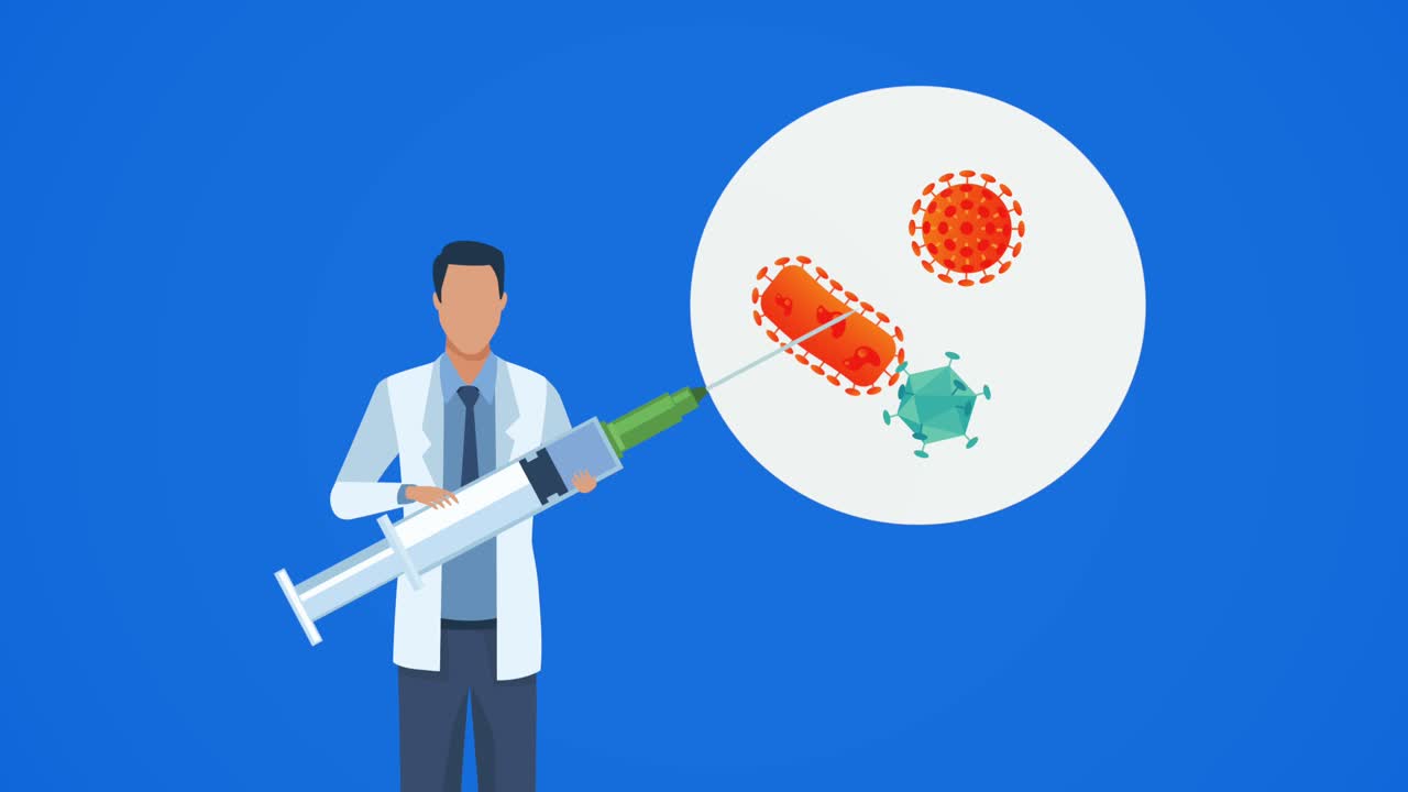 doctor lifting injection vaccine animation