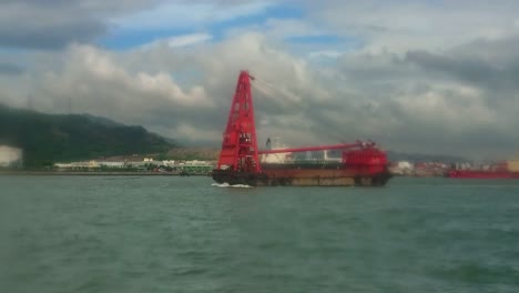 ferry view over pearl delta towards hongkong from mainland china