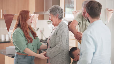 love, happy family and grandparents greeting