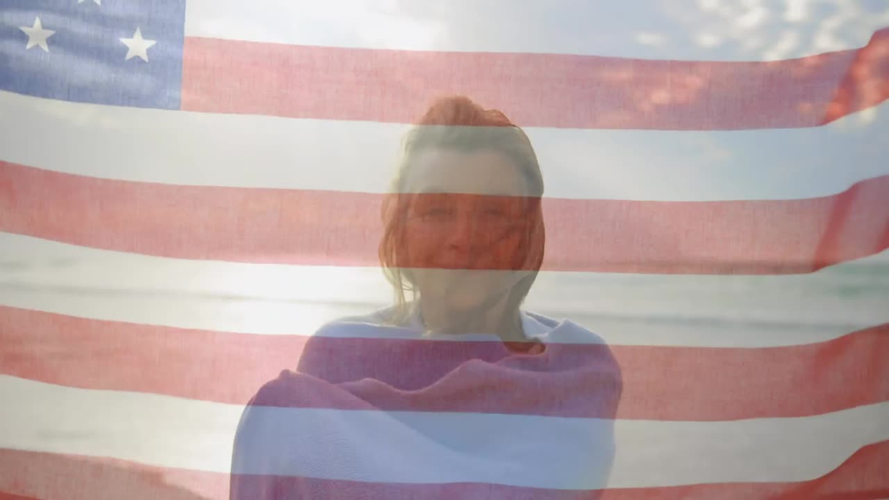 Ondeando la bandera americana