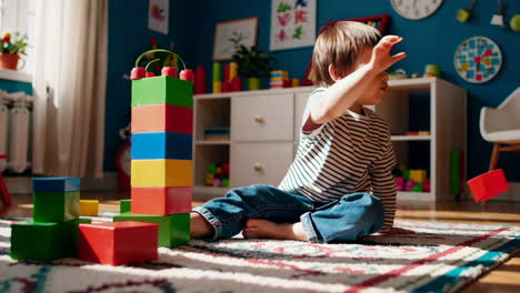 toddler playing with blocks