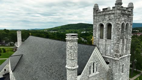 rising and panning to show the tower