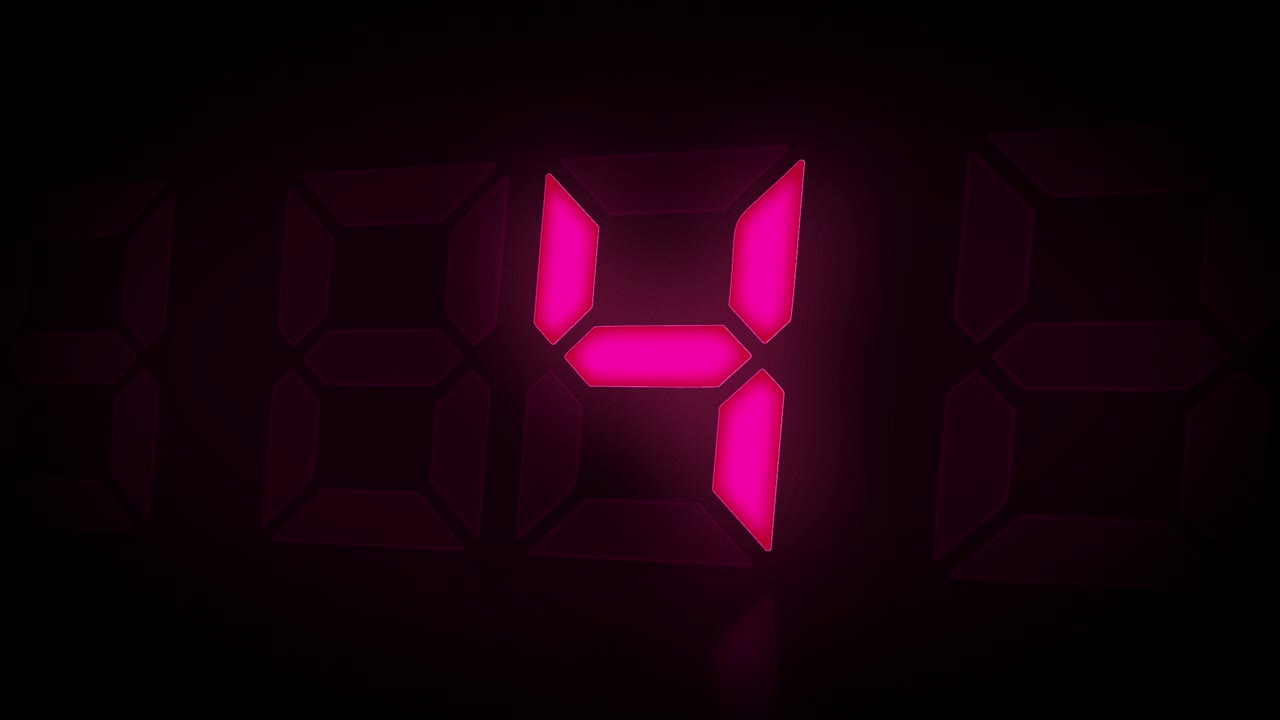 animación de cuenta atrás de reloj digital tensa. diseño simple en rosa.