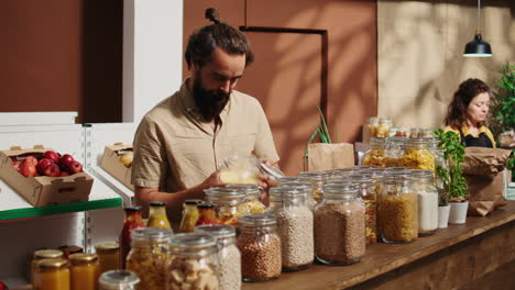 zero waste store client checks products