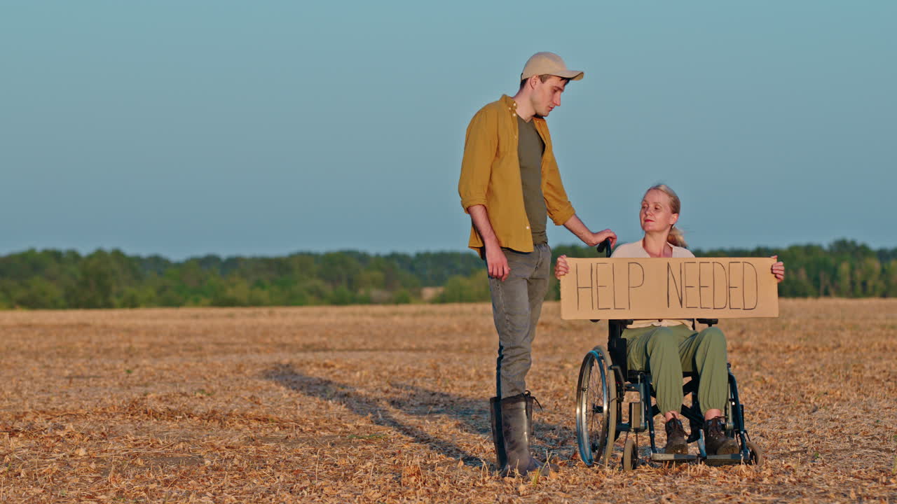 Person in Wheelchair Asking for Help in Field