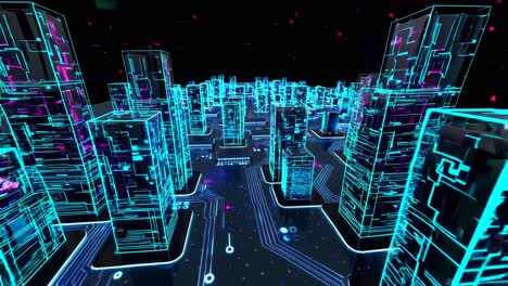 cyberpunk digital cityscape