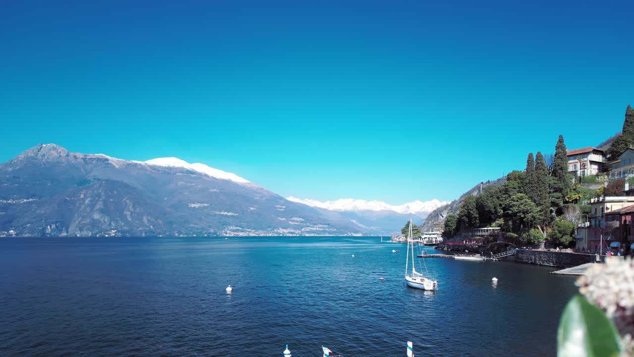 Varenna coast, Lake Como, with a clear sky