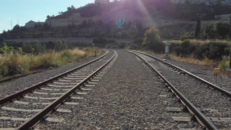 train tracks in rural landscape