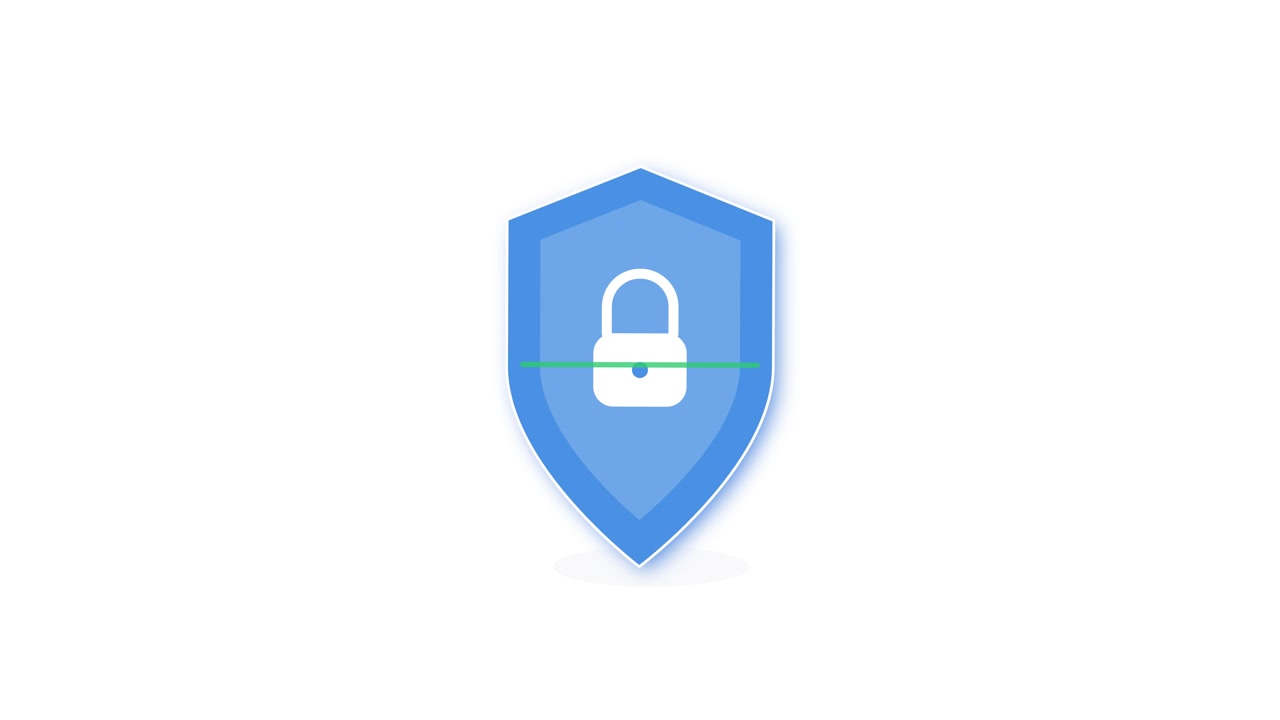 Digital Security Shield Icon with Scanning Laser Effect