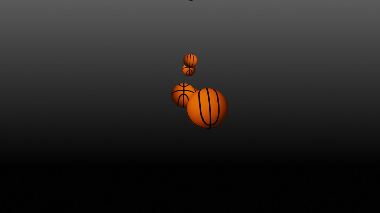 las pelotas de baloncesto en 3d cayendo