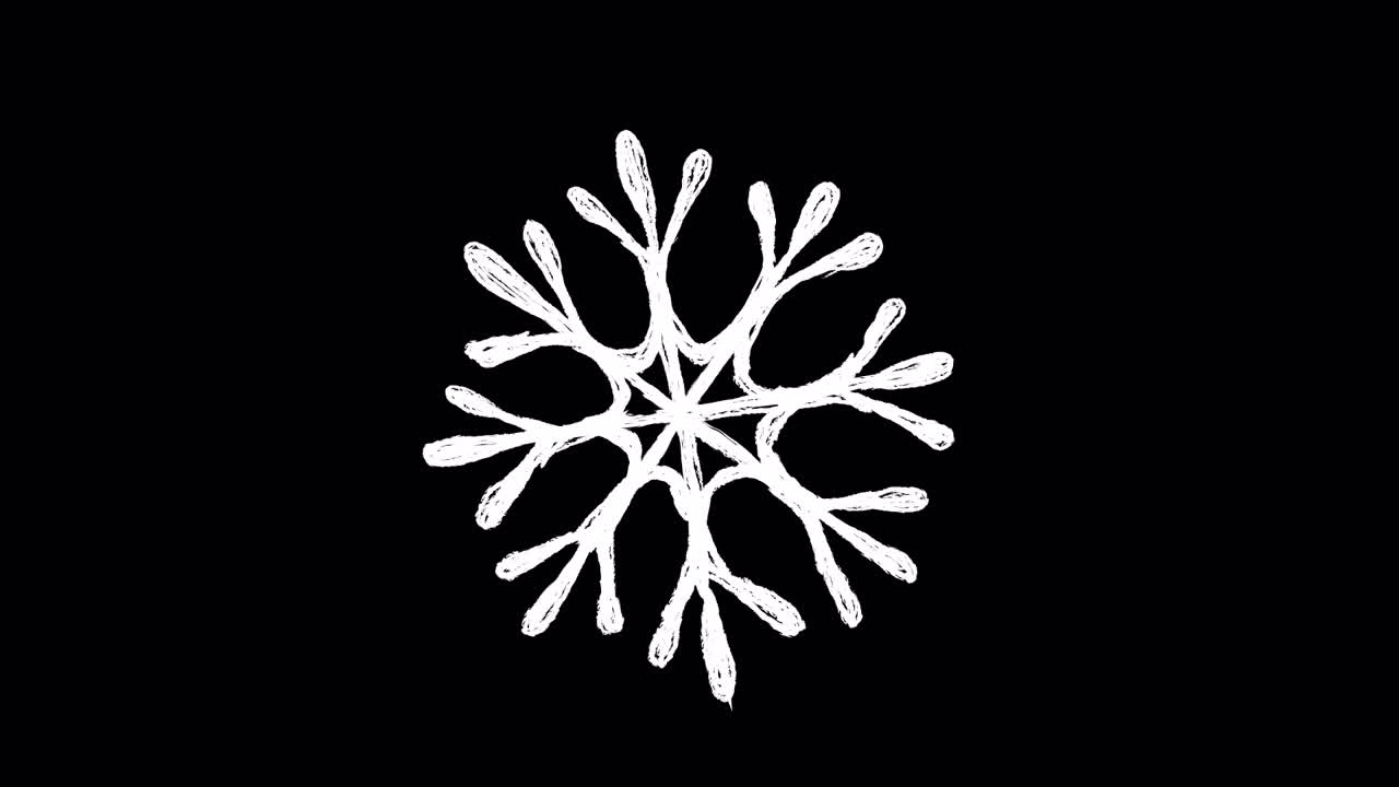 Animert håndtegnet snøfnugg som vokser og forsvinner.
