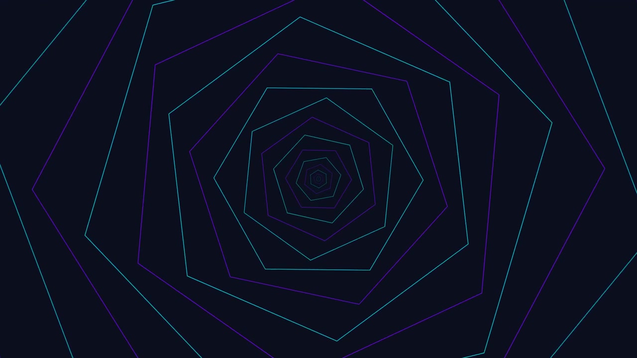 Abstract Geometric Tunnel Animation with Rotating Hexagons