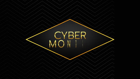 cyber monday in gold frame on black zigzag gradient