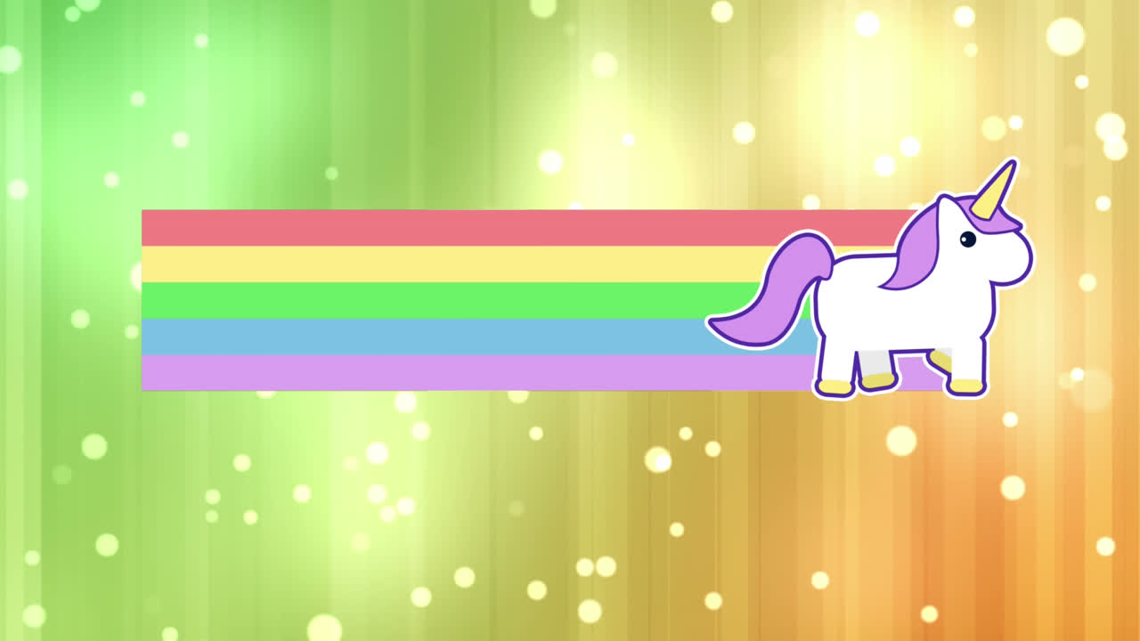 animación de arco iris y unicornios