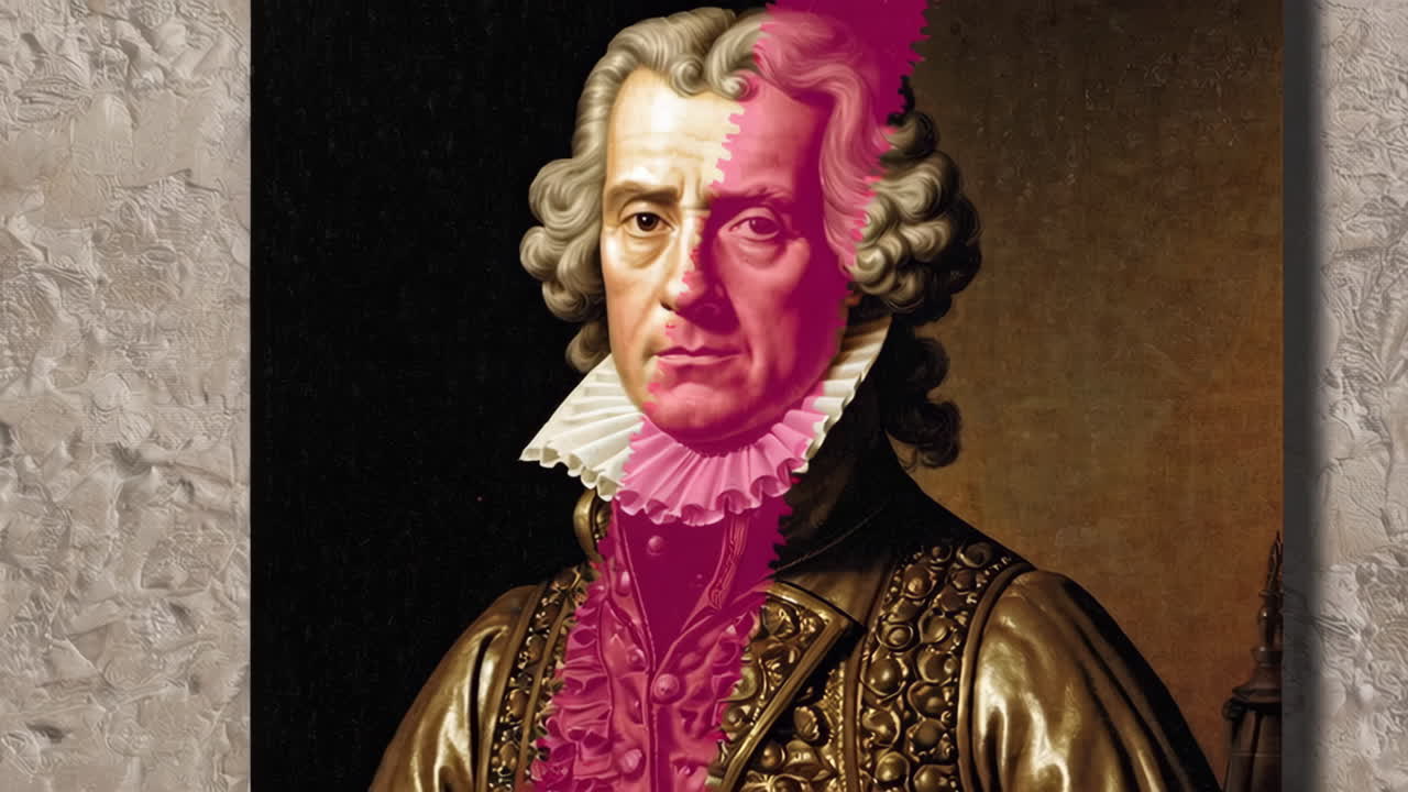 Classical Portrait with Modern Pink Sawtooth Slash
