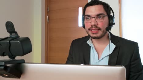 telecommuting professional in an online meeting