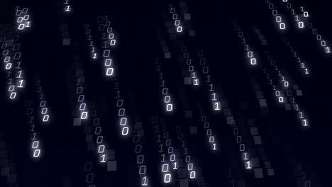 animation of binary coding data processing over black background