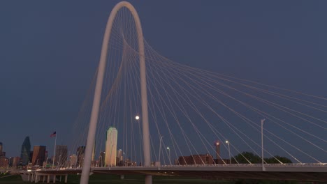 Margaret Hunt Hill Bridge at Dawn/Dusk with Full Moon