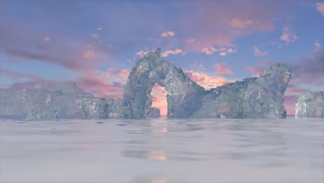 paisaje congelado al amanecer o al atardecer