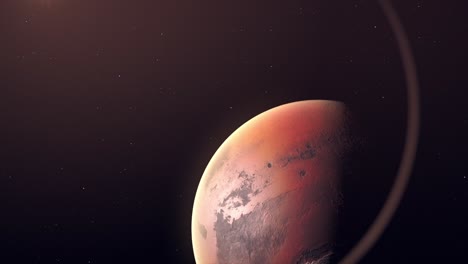 vista de marte y el sol en el espacio exterior