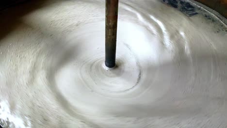 stirring chemical waste using mixing machine