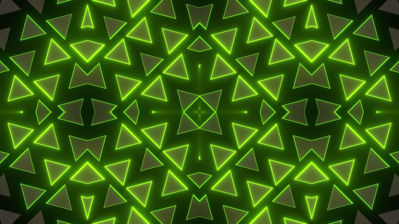 Abstract Geometric Pattern with Neon Green Triangles
