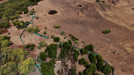 chopper used to direct wildebeest into boma for capture and relocation, aerial