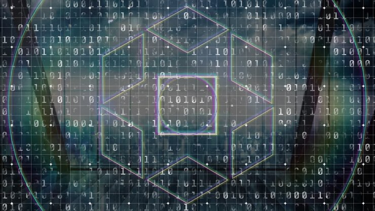Animation eines Globus mit Verbindungen, Binärcodes und Datenverarbeitung