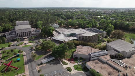 university of florida, museum of natural history, harn museum of art and phillips center of the performing arts, aerial shot, 4k