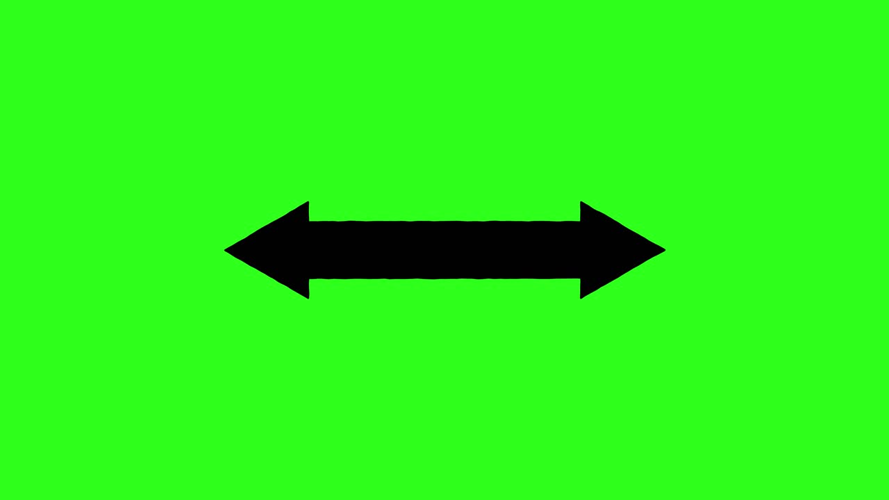 Twelve black double-headed arrows smoothly expand horizontally across a vivid green grid background, looped animation