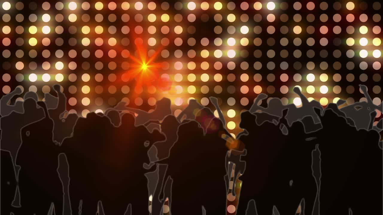 animación de personas bailando sobre puntos de luz