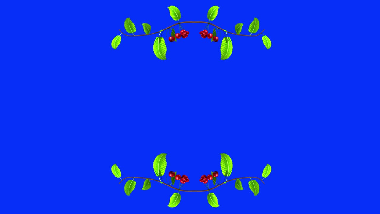 Floral Frame with Berries and Leaves