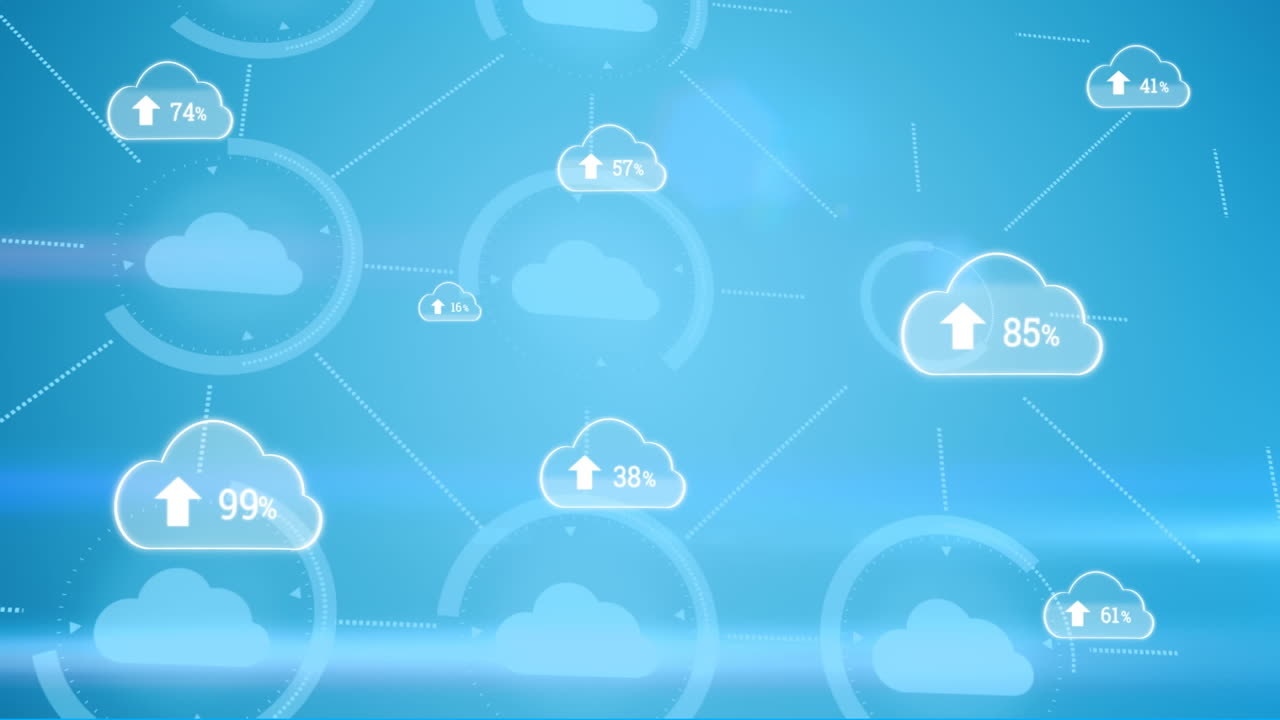 animación de la red de conexiones a través de nubes