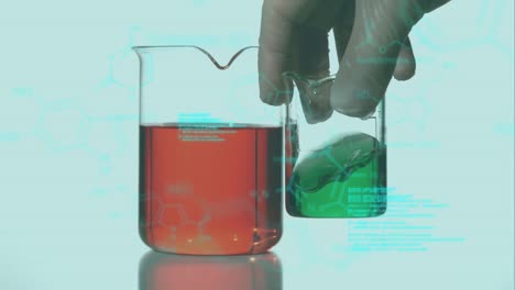 animación del procesamiento de datos médicos sobre vasos medidores
