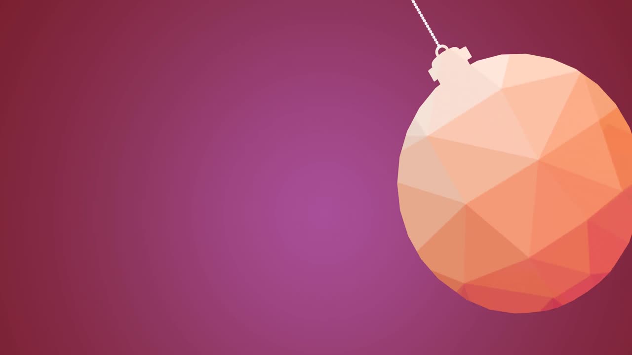 animación de una joya de navidad naranja sobre un fondo púrpura