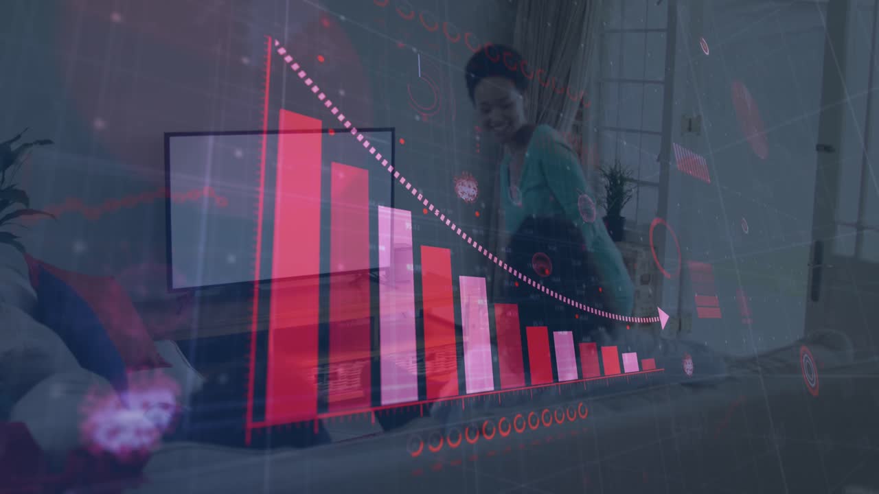 Animation of financial data processing over business people