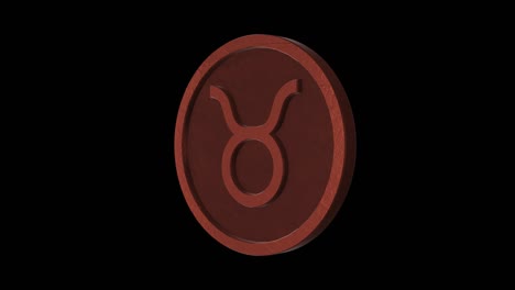 taurus zodiac sign medallion. metal copper. alpha channel