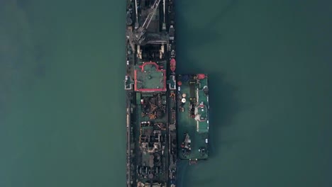 top view of a crane vessel with cargo in the sea near paradeep seaport in odisha, india