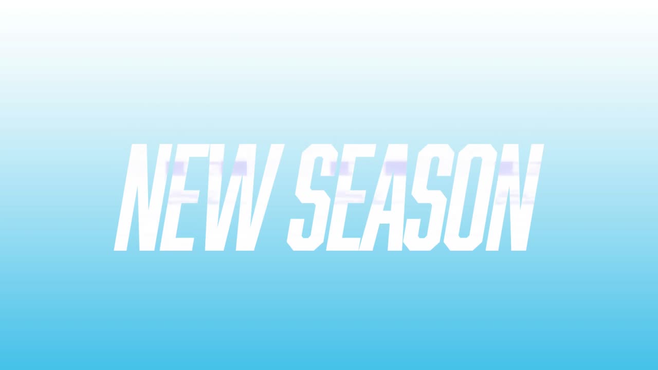 紫色のグラディエントの背景に新しいシーズンのテキストバナーのアニメーション