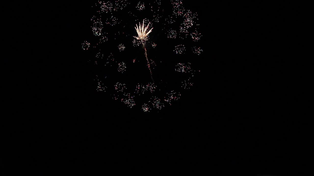 Un singolo fuoco d'artificio che esplode nel cielo scuro