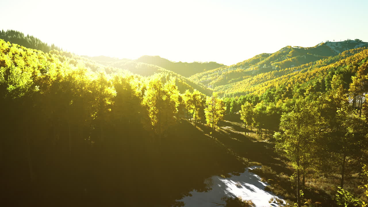 ⁇ 은 오렌지색과 황금색 잎사귀와 함께 가을 시즌에 다채로운 산맥